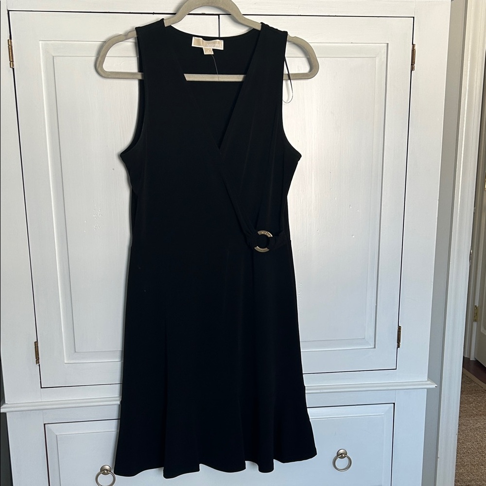 Michael Kors Black Mini Dress with Gold Accent